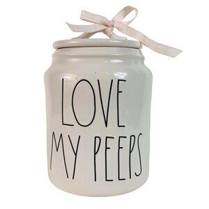 Rae Dunn Farm House Kitchen Canister Decor Ceramic Love My Peeps Storage Jar